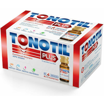 Tonotil Plus Συμπλήρωμα Διατροφής με 4 Αμινοξέα B12 & Καρνιτίνη 15 Φιαλίδια x 10ml