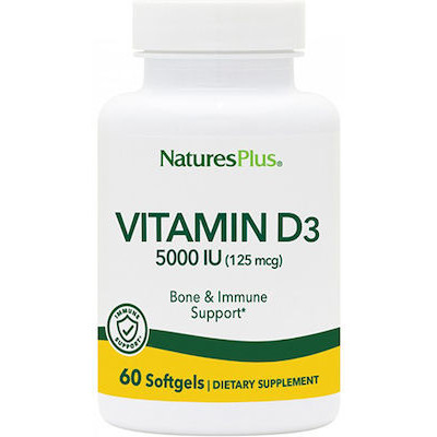 Nature's Plus Βιταμίνη D3 5000iu 60 μαλακές κάψουλες