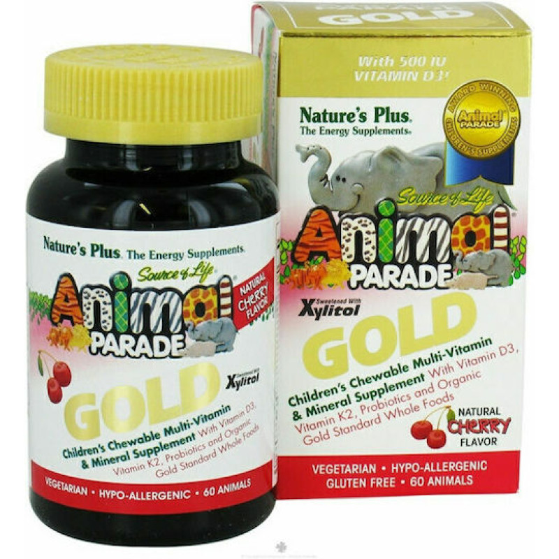 Nature's Plus Animal Parade GOLD Chewable Multivitamins Cherry F Πολυβιταμίνη για Ενίσχυση του Ανοσοποιητικού Κεράσι 60 μασώμενες ταμπλέτες
