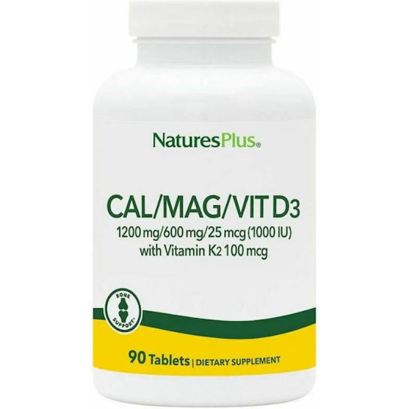 Nature's Plus Bone Support Cal/Mag/Vit D3 with Vitamin K2 90 ταμπλέτες