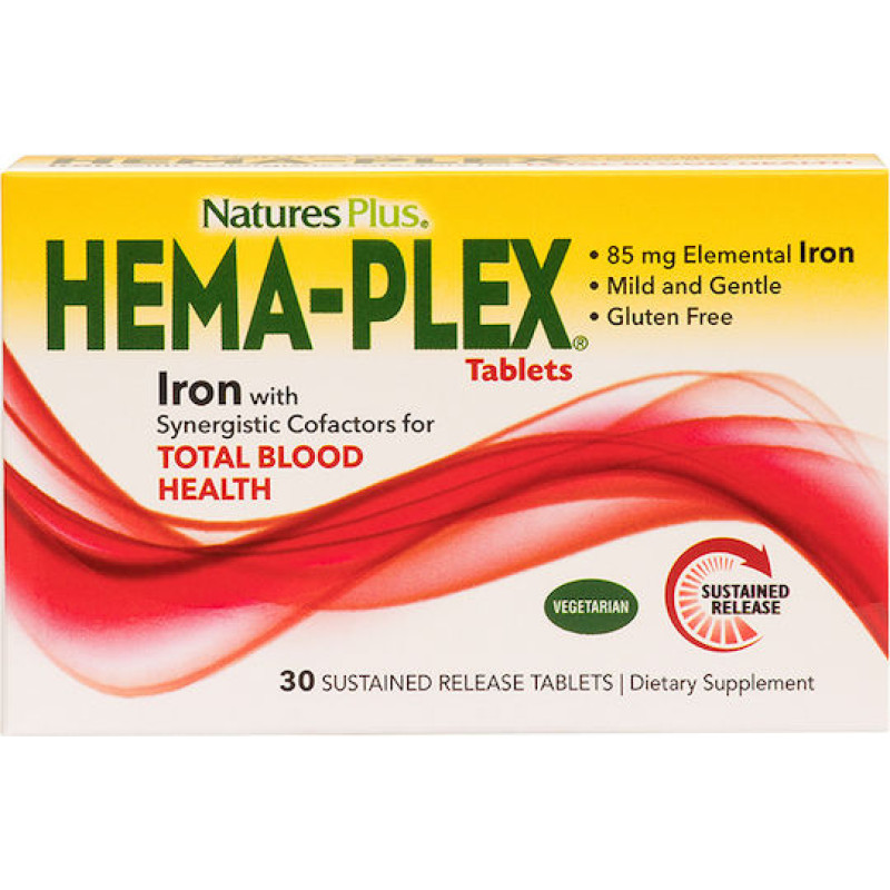 Nature's Plus Hema-Plex Iron with Synergistic Factors με Βιταμίνη C Σίδηρος 30 ταμπλέτες