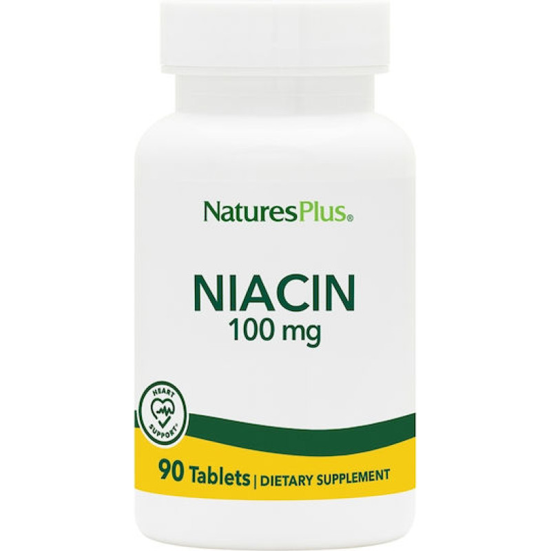 Nature's Plus Niacin Βιταμίνη για την Υγεία του Νευρικού Συστήματος 100mg 90 ταμπλέτες