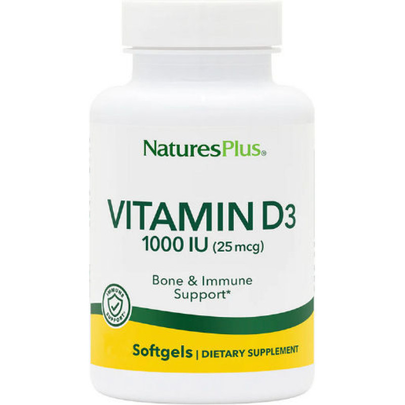 Nature's Plus Vitamin D3 Βιταμίνη για Ενίσχυση του Ανοσοποιητικού & την Υγεία των Οστών 1000iu 30 μαλακές κάψουλες