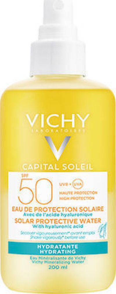 Vichy Capital Soleil Νερό Προστασίας απο τον Ήλιο Με Υαλουρονικό Οξυ για Ενυδάτωση SPF50, 200ml