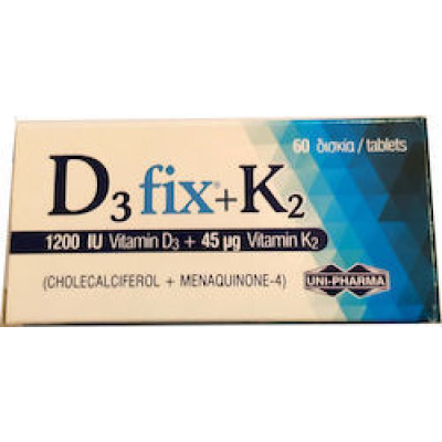 UNI-PHARMA D3 Fix 1200IU + K2 45μg, 60 Tabs
