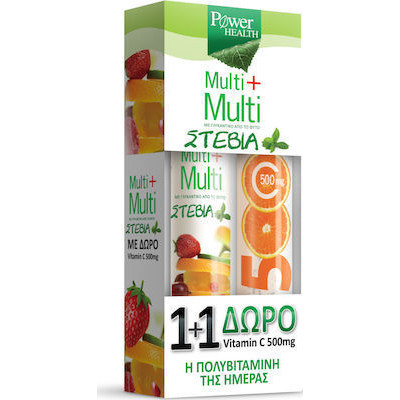 POWER HEALTH - PROMO PACK MULTI & MULTI ΣΤΕΒΙΑ 24EFFERV TABS + VIT C 500MG 20EFFERV TABS ΔΩΡΟ