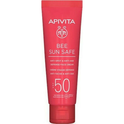Apivita Bee Sun Safe Anti Spot Anti Age Defense Face Cream SPF50 Αντηλιακή Κρέμα Προσώπου Κατά Των Πανάδων και Των Ρυτίδων Βελούδινης Υφής 50ml