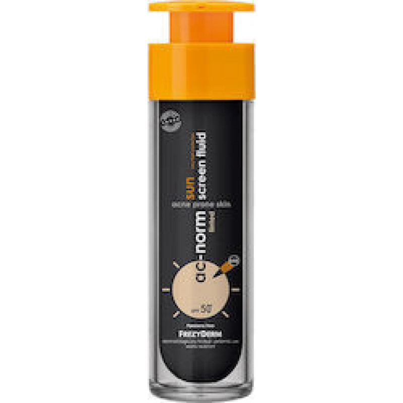 FREZYDERM AC-NORM SUN SCREEN TINTED FLUID SPF50+ ΑΝΤΗΛΙΑΚΗ ΥΓΡΗ ΚΡΕΜΑ MΕ ΑΙΣΘΗΣΗ ΠΟΥΔΡΑΣ 50ml