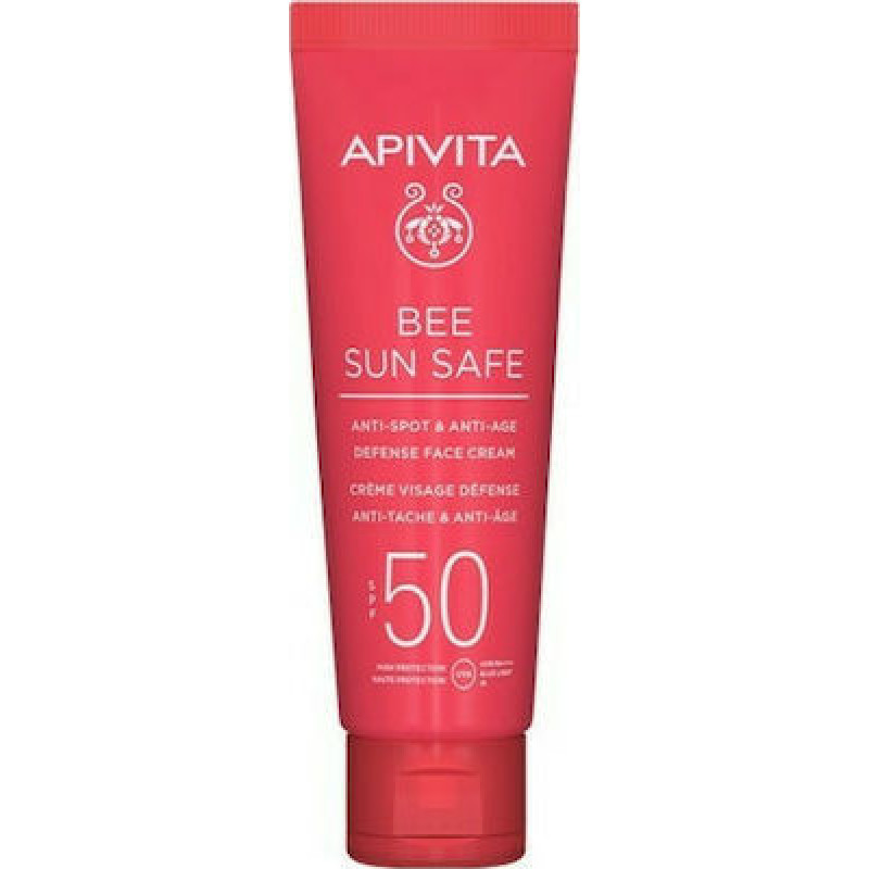 Apivita Bee Sun Safe Anti Spot Anti Age Defense Face Cream SPF50 Αντηλιακή Κρέμα Προσώπου Κατά Των Πανάδων και Των Ρυτίδων Βελούδινης Υφής 50ml