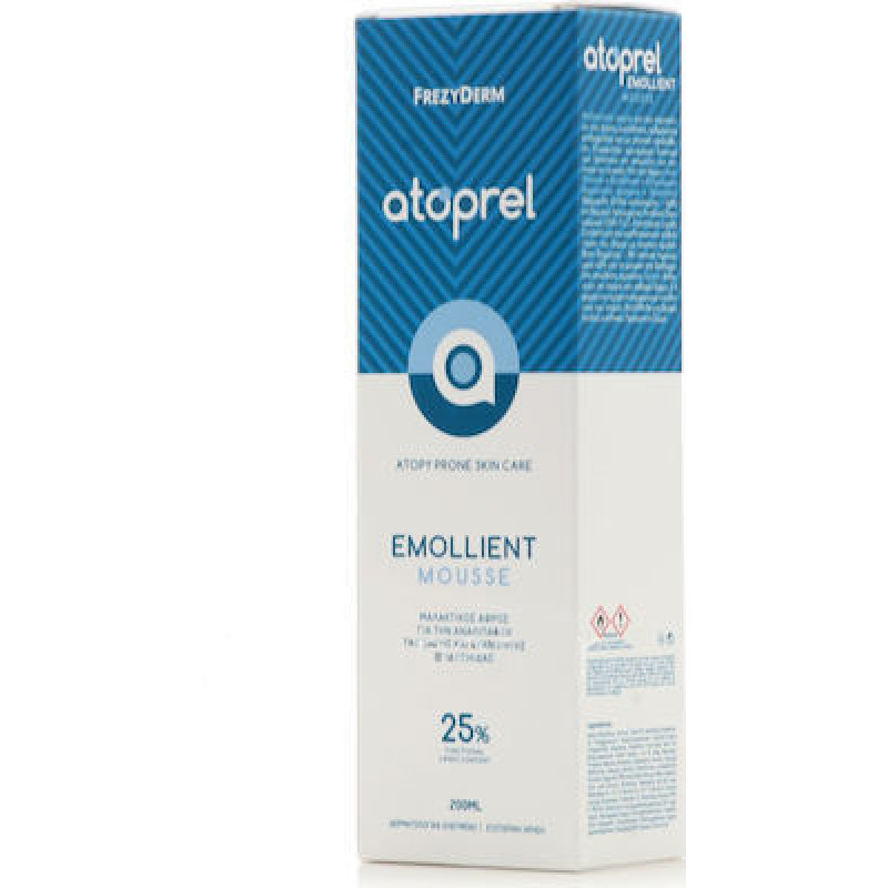 FREZYDERM Atoprel Emollient Mousse Μαλακτικός Αφρός Προσώπου & Σώματος για Ξηρή & Ευαίσθητη Επιδερμίδα με Τάση Ατοπίας, 200ml