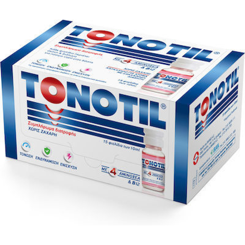 Tonotil Συμπλήρωμα Διατροφής με 4 Αμινοξέα B12 15 vials x 10ml