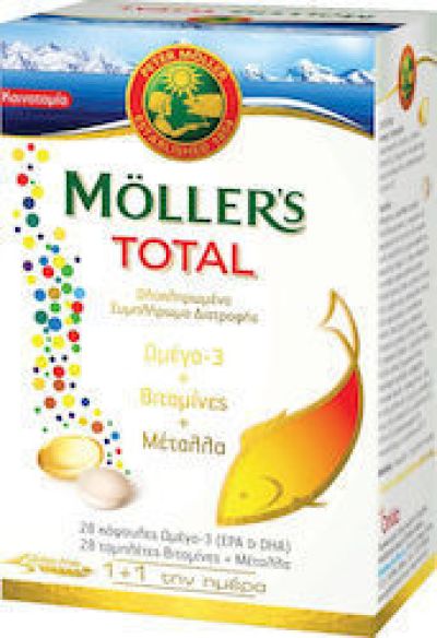 MOLLER'S Total Ιχθυέλαιο + Μουρουνέλαιο Omega 3 28caps+28tabs