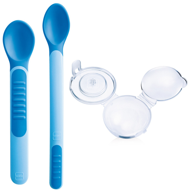 MAM HEAT SENSITIVE SPOONS & COVER 6+M. 2TMX. ΜΠΛΕ