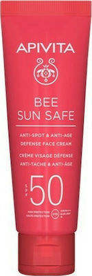 Apivita Bee Sun Safe Anti Spot Anti Age Defense Face Cream SPF50 Αντηλιακή Κρέμα Προσώπου Κατά Των Πανάδων και Των Ρυτίδων Βελούδινης Υφής 50ml