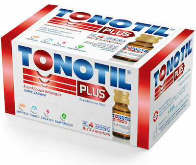 Tonotil Plus Συμπλήρωμα Διατροφής με 4 Αμινοξέα B12 & Καρνιτίνη 15 Φιαλίδια x 10ml