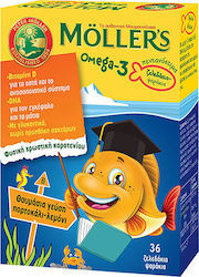 MOLLER'S Omega-3 Zελεδάκια-Ψαράκια Με Γεύση Πορτοκάλι- Λεμόνι 36τμχ