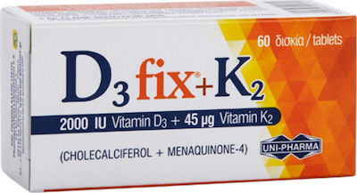 UNI-PHARMA D3 Fix 2000IU + K2 45μg, 60 Tabs