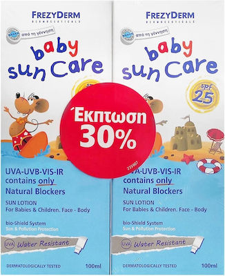 Frezyderm Αδιάβροχο Βρεφικό Αντηλιακό Γαλάκτωμα Promo Baby Sun Care Lotion για Πρόσωπο & Σώμα SPF25 100ml  [Sticker -30%]