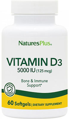 Nature's Plus Βιταμίνη D3 5000iu 60 μαλακές κάψουλες